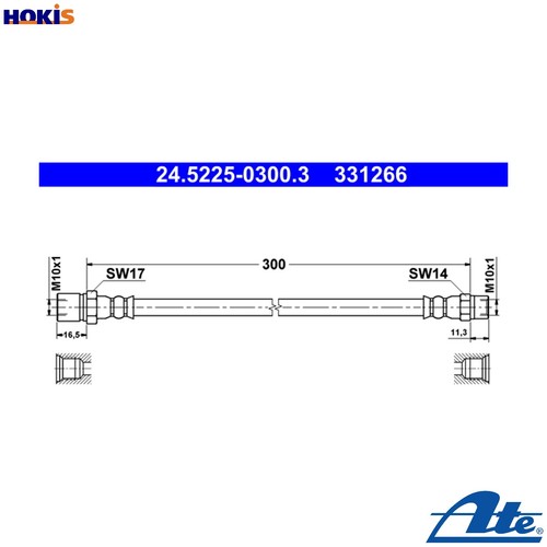 Brake hose 5225 0300 for - hose, 24.5225-0300.3