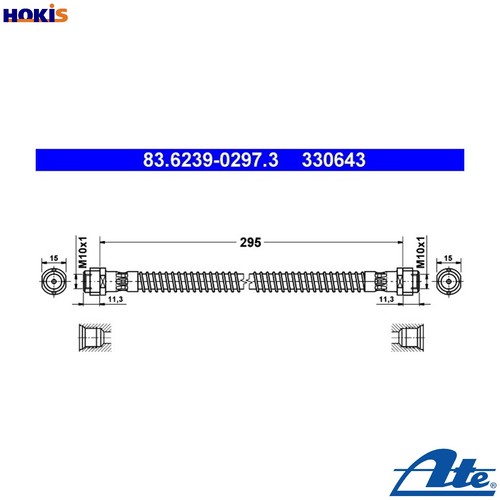Brake hose 6239 0297 for - 83.6239-0297.3,